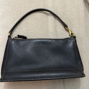 Coach Black Leather Shoulder Bag with Gold Accents